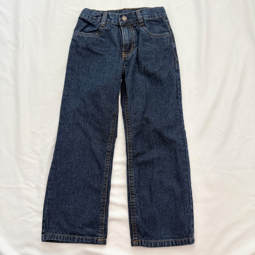 Nautica Jeans Kids Size 7 Dark Wash Straight Leg Denim Pants Adjustable Waist